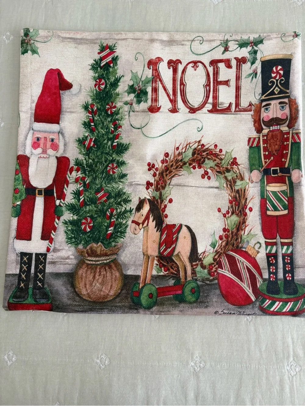 Holiday Noel Decorative Throw Pillow Cover - Red & Green